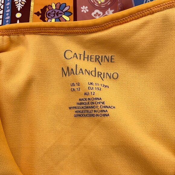 Catherine Malandrino 1-pc Adjust Strap Ruffle Neck Swimsuit Crochet Pants 12 NWT - Picture 5 of 10